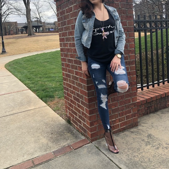 NWT Distressed High Waist Skinny Jeans Dark Wash - Picture 2 of 6